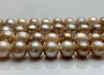 10 mm AA Natural Pink Champagne Color Off Round Freshwater Pearl Beads Genuine Natural Mixed Pink Freshwater Round Pearls 41 Pieces #P1242