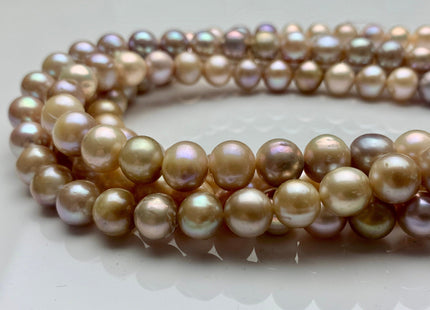 10 mm AA Natural Pink Champagne Color Off Round Freshwater Pearl Beads Genuine Natural Mixed Pink Freshwater Round Pearls 41 Pieces #P1242