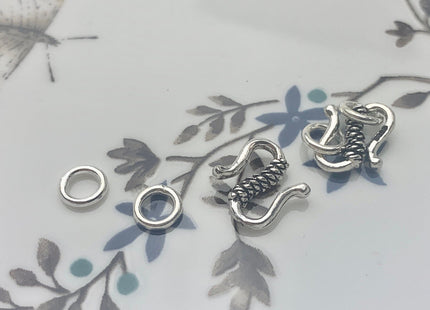 8x11 mm 925 Sterling Silver Antique S Shape Hook Bali Clasp Genuine Silver Findings 925 Sterling Silver Clasps DIY Jewelry #10139
