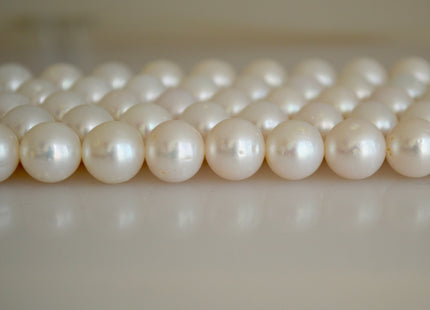 10-11mm AA Natural Semi-Round Freshwater Pearls, Genuine Natural Pearl Beads, Lustrous White Cultured Freshwater Pearls #189