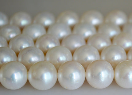 10-11mm AA Natural Semi-Round Freshwater Pearls, Genuine Natural Pearl Beads, Lustrous White Cultured Freshwater Pearls #189