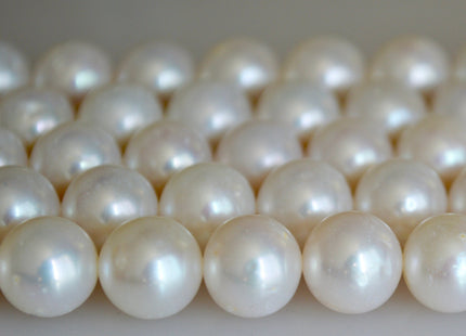 10-11mm AA Natural Semi-Round Freshwater Pearls, Genuine Natural Pearl Beads, Lustrous White Cultured Freshwater Pearls #189
