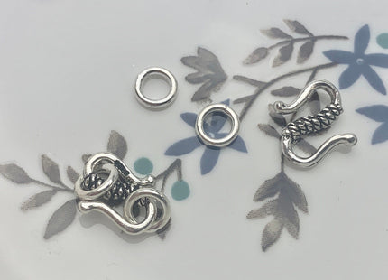 8x11 mm 925 Sterling Silver Antique S Shape Hook Bali Clasp Genuine Silver Findings 925 Sterling Silver Clasps DIY Jewelry #10139