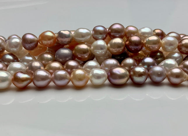 8 mm AAA Rare Mixed Natural White Mauve Pink Baroque Edison Pearl Genuine Top Quality Natural Edison Pearl With Iridescent Color #1820