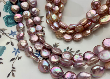 11-12 mm AAAA Natural Dark Mauve Purple Pink Thick Coin Freshwater Pearl Genuine High Luster Quality Freshwater Coin Pearl 33 Pieces #P1330