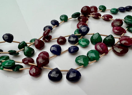 8-12mm Natural Emerald Sapphire Ruby Gemstone Beads TearDrop Briolette Shape Genuine Green Blue Red Gemstone Beads #4207