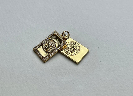 St Benedict Wine Charms for Necklace Jewelry Making, 18K Gold Filled Charm Pendant With CZ Crystals, One Piece #CR0027