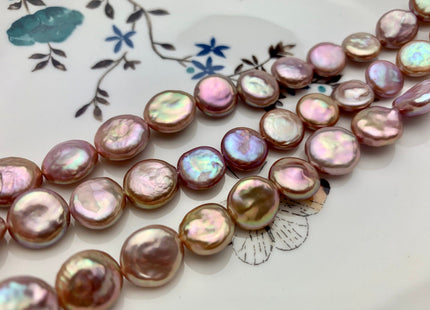 11-12 mm AAAA Natural Dark Mauve Purple Pink Thick Coin Freshwater Pearl Genuine High Luster Quality Freshwater Coin Pearl 33 Pieces #P1330