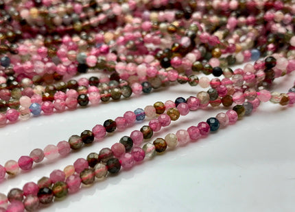 WHOLESALE 2.5-3 mm AAA Natural Color Tourmaline Micro Faceted Gemstone Beads Multi Color Faceted Round Shape Tourmaline Beads #2318