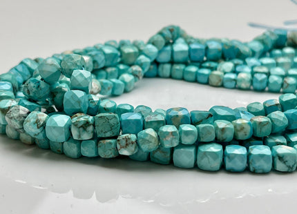 5mm 6mm Micro Faceted Cube Dice Square Shape Multi Blue Turquoise Blue Brown Color Gemstone Beads 15.5 Inches #4030