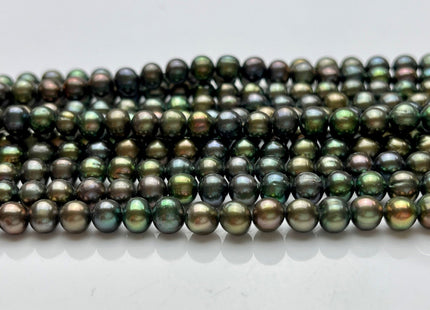 6 mm Dark Forest Green Color Potato Freshwater Pearl Beads Genuine Cultured Freshwater Pearl Beads Forest Green Potato Pearl Beads #P2107