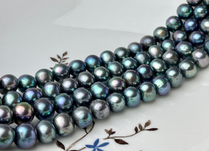 10mm AAA Large Hole Off Round Rainbow Peacock Freshwater Pearl Beads Hole Size 1.2mm 1.5mm Genuine High Quality High Luster Pearls #P2239