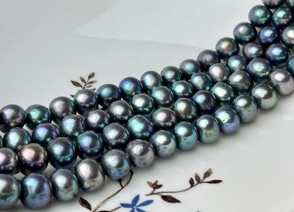 10mm AAA Large Hole Off Round Rainbow Peacock Freshwater Pearl Beads Hole Size 1.2mm 1.5mm Genuine High Quality High Luster Pearls #P2239