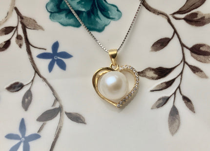 One Piece 925 Sterling Silver/Gold Pendant Setting Findings For Half Drilled Pearls Small Heart Design Pearl Mounting DIY Jewelry #10194