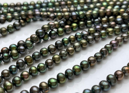 5-6 mm Dark Forest Green Color Potato Freshwater Pearl Beads Genuine Cultured Freshwater Pearl Beads Forest Green Potato Pearl Beads #P2107