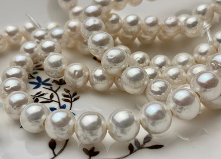10 mm Half Strand Extra Shiny Large Hole Natural White/Pink OR Gray Round Freshwater Pearl 1.5mm 2.2mm Hole High Luster Genuine Pearls #231