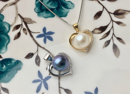 One Piece 925 Sterling Silver/Gold Pendant Setting Findings For Half Drilled Pearls Small Heart Design Pearl Mounting DIY Jewelry #10194