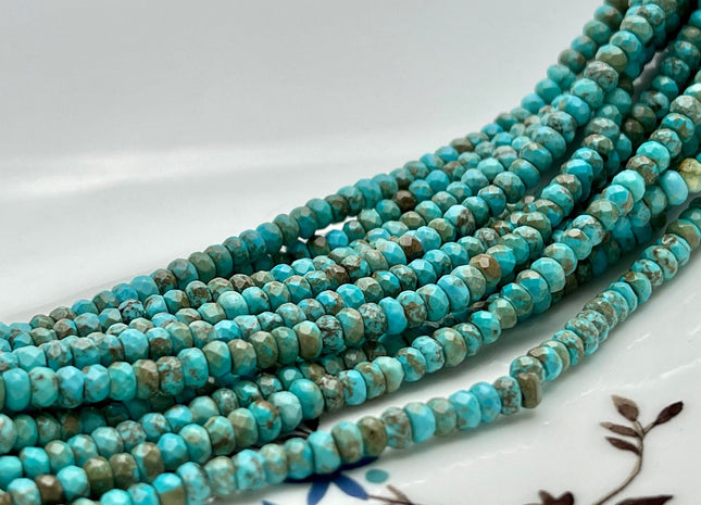 2.5x4mm 4X6mm 5x8mm Faceted Rondelle Turquoise Beads Green Blue Brown Gemstone Loose Beads 15 Inches Strand #4041