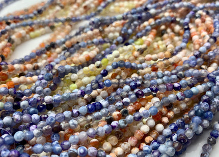 WHOLESALE 3 mm Faceted Round Agate Gemstone Beads Genuine Mixed White Green Purple Orange Blue Agate Loose Beads 15 Inches #3230