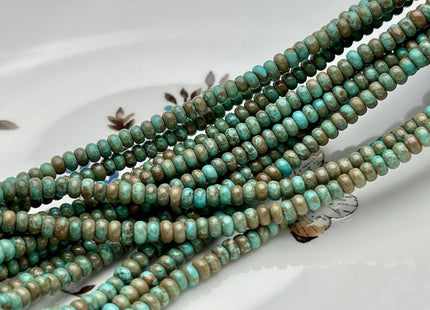 2x4 mm Smooth Rondelle Shape Turquoise Beads Green Brown Color Gemstone Loose Beads #3799
