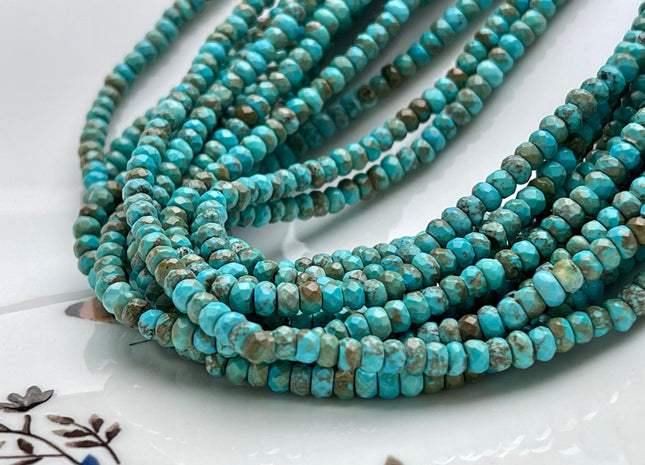 2.5x4mm 4X6mm 5x8mm Faceted Rondelle Turquoise Beads Green Blue Brown Gemstone Loose Beads 15 Inches Strand #4041
