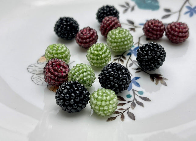 One Pieces 10x12-14 mm Beaded Flower Ball Garnet Peridot Black Spinel Gemstone Beads Genuine Tiny Natural Red Green Gemstone Beads #3780