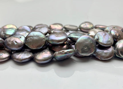 13 mm AA Lavender Gray Color Flat Coin Freshwater Pearl Beads Genuine Gray Freshwater Coin Pearls #1903
