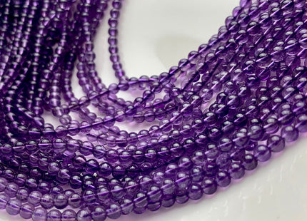 4 mm AAA Top Quality Smooth Round Amethyst Gemstone Bead February Birthstone Beads Natural Clear Amethyst Beads #2616