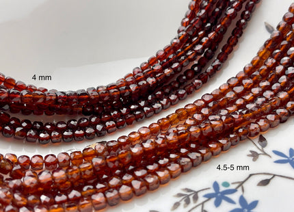 3-5mm Micro Faceted Cube Dice Square Shape Orange Hessonite Garnet Bead Genuine Diamond Cut Orange Brown Gemstone Beads 15.5 Inches #3551