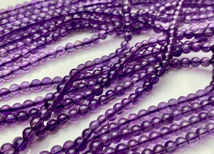 4 mm AAA Top Quality Smooth Round Amethyst Gemstone Bead February Birthstone Beads Natural Clear Amethyst Beads #2616