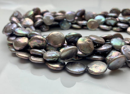13 mm AA Lavender Gray Color Flat Coin Freshwater Pearl Beads Genuine Gray Freshwater Coin Pearls #1903