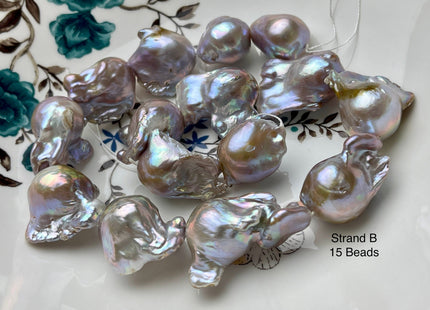 One-Of-A-Kind 18x23-22x30 mm AAA Very Rare HUGE Baroque Freshwater Pearl Bead Genuine Natural Seaweed Mauve Champagne Baroque Pearls #P1920