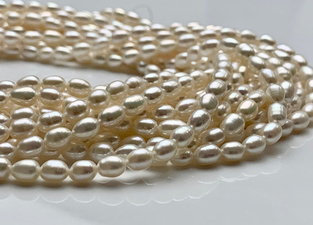 WHOLESALE 4.5-5 x 6.5-7 mm AAA Natural White Rice Freshwater Pearl Genuine High Luster Pearl Beads Bridal Pearls Wholesale Pearls #83