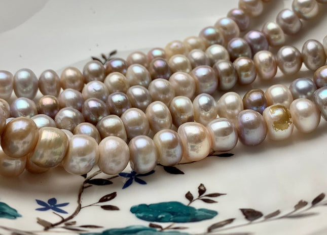 8x11 mm AA Large Hole Round Button Natural Mixed Pink Color Freshwater Pearl Beads Hole 2.2 mm Genuine Natural Color Freshwater Pearls #1955