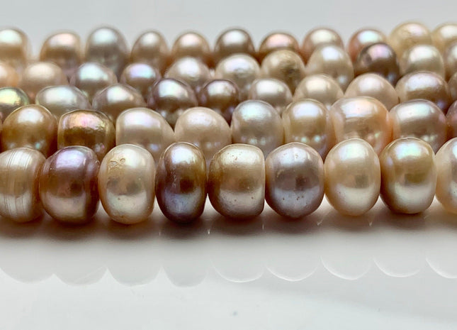 8x11 mm AA Large Hole Round Button Natural Mixed Pink Color Freshwater Pearl Beads Hole 2.2 mm Genuine Natural Color Freshwater Pearls #1955