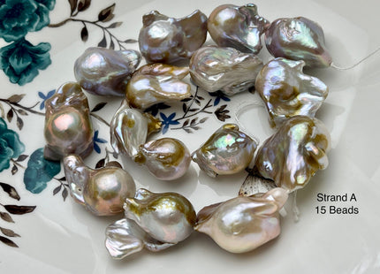 One-Of-A-Kind 18x23-22x30 mm AAA Very Rare HUGE Baroque Freshwater Pearl Bead Genuine Natural Seaweed Mauve Champagne Baroque Pearls #P1920