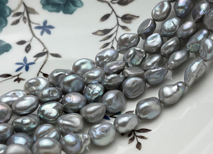 9-10x11-12 mm AA Gray Color Keshi Rice Nugget Freshwater Pearl Beads Very Rare Genuine Freshwater Silver Gray Keshi Nugget Pearls #P1777