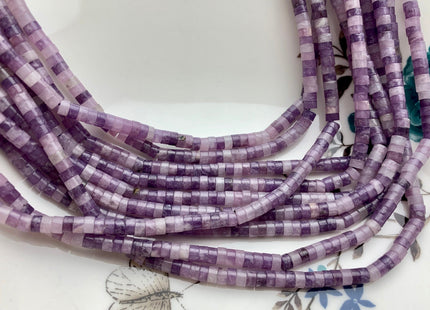 2x4mm Natural Multi Purple Color Lepidolite Heishi Rondelle Shape Genuine Lepidolite Discs Gemstone Loose Beads 15.5 Inches Strand #3807