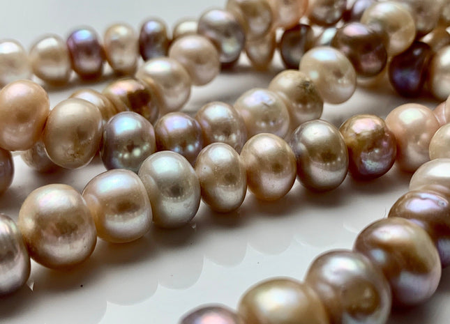 8x11 mm AA Large Hole Round Button Natural Mixed Pink Color Freshwater Pearl Beads Hole 2.2 mm Genuine Natural Color Freshwater Pearls #1955
