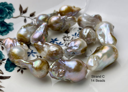 One-Of-A-Kind 18x23-22x30 mm AAA Very Rare HUGE Baroque Freshwater Pearl Bead Genuine Natural Seaweed Mauve Champagne Baroque Pearls #P1920