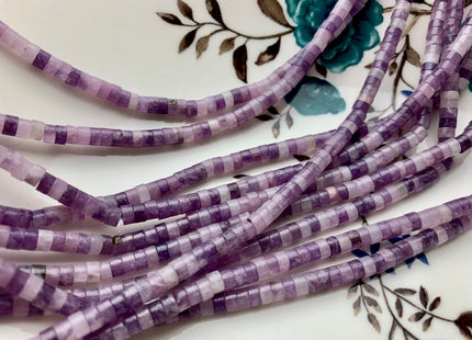 2x4mm Natural Multi Purple Color Lepidolite Heishi Rondelle Shape Genuine Lepidolite Discs Gemstone Loose Beads 15.5 Inches Strand #3807
