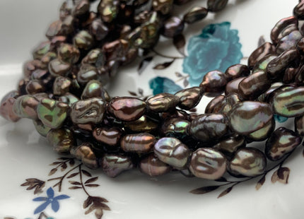 8x11 mm High Luster Limited Edition Dark Brown Copper Keshi Rice Nugget Freshwater Pearl Beads Genuine Natural Keshi Pearl 38 Pieces #P1361