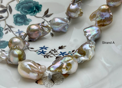 One-Of-A-Kind 18x23-22x30 mm AAA Very Rare HUGE Baroque Freshwater Pearl Bead Genuine Natural Seaweed Mauve Champagne Baroque Pearls #P1920