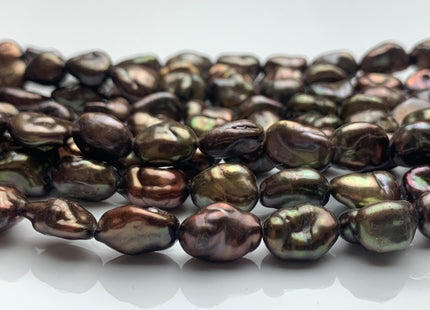 8x11 mm High Luster Limited Edition Dark Brown Copper Keshi Rice Nugget Freshwater Pearl Beads Genuine Natural Keshi Pearl 38 Pieces #P1361