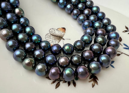 10-11 mm AAA Peacock Color Near Round Freshwater Pearl Beads Genuine High Luster Peacock Potato Freshwater Pearls #1689
