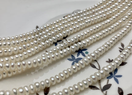5mm AAA Large Hole Natural White Round Button Freshwater Pearls Hole Size 1.5 mm Genuine High Luster Large Hole Pearl 7.5 Inches #1844