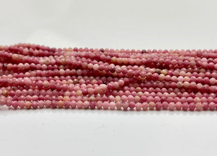 2mm 3mm 4mm Faceted Round Pink Rhodonite Gemstone Beads Rhodonite 15 Inches Strand #3802