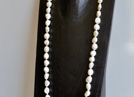32/40/54/64/90 Inches 9-10x11-12 mm Natural White Color Hand Knotted Rice Nugget Pearl Necklaces Long Pearl Necklace #811
