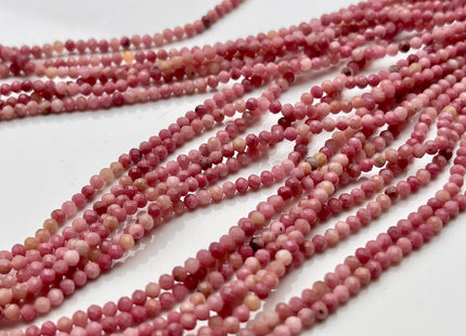 2mm 3mm 4mm Faceted Round Pink Rhodonite Gemstone Beads Rhodonite 15 Inches Strand #3802