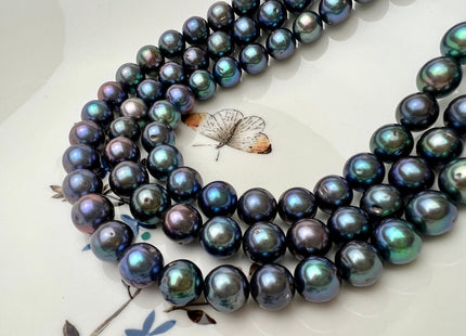 10-11 mm AAA Peacock Color Near Round Freshwater Pearl Beads Genuine High Luster Peacock Potato Freshwater Pearls #1689